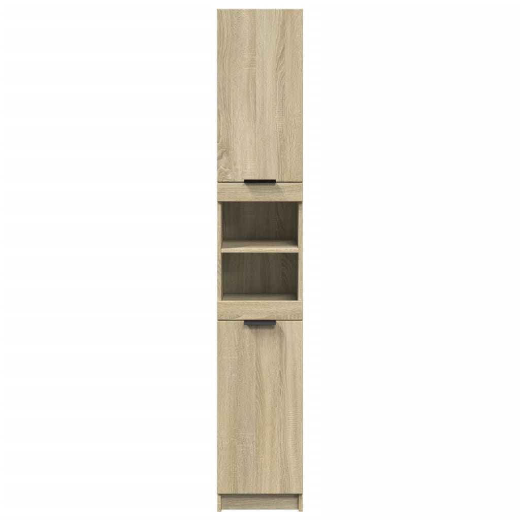 Baderomsskap Sonoma Eik 32X34X188,5 Cm Konstruert Tre