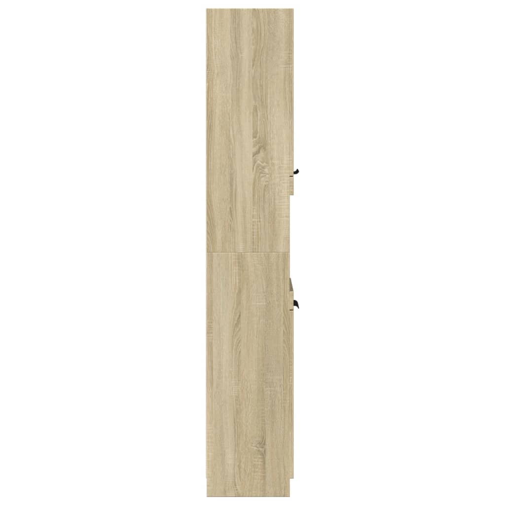 Baderomsskap Sonoma Eik 32X34X188,5 Cm Konstruert Tre