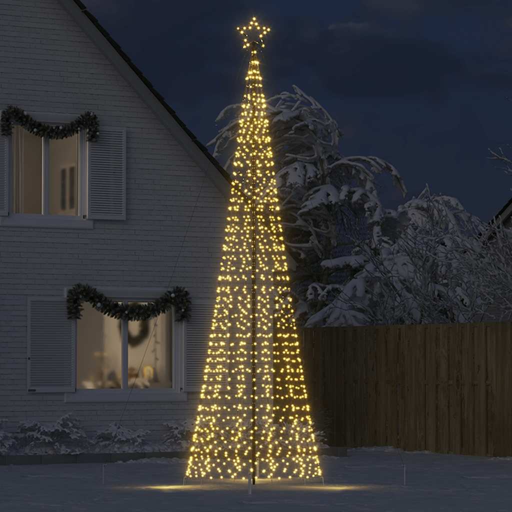 Led Juletre Med Spikes 1534 Leds Varm Hvit 500 Cm