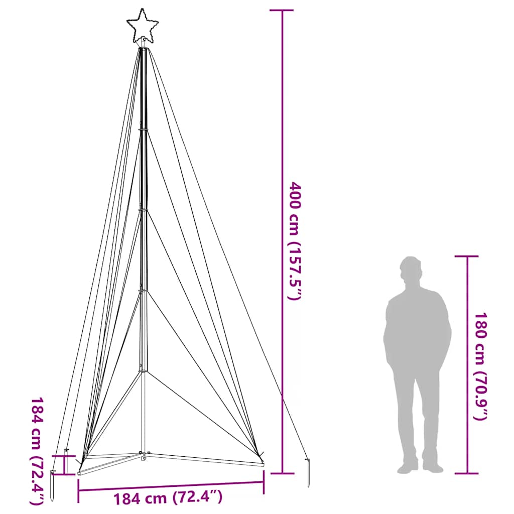 Led Juletre 615 Leds Blå 404,5 Cm