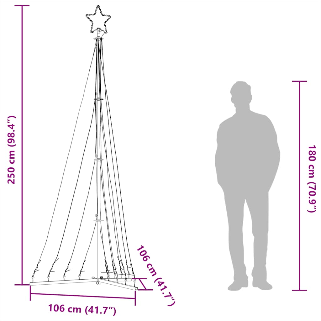 Led Juletre 447 Leds Varm Hvit 249 Cm