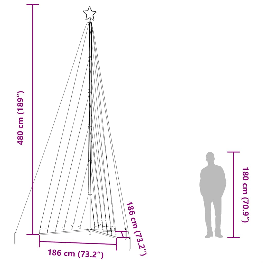 Led Juletre 789 Leds Blå 476 Cm