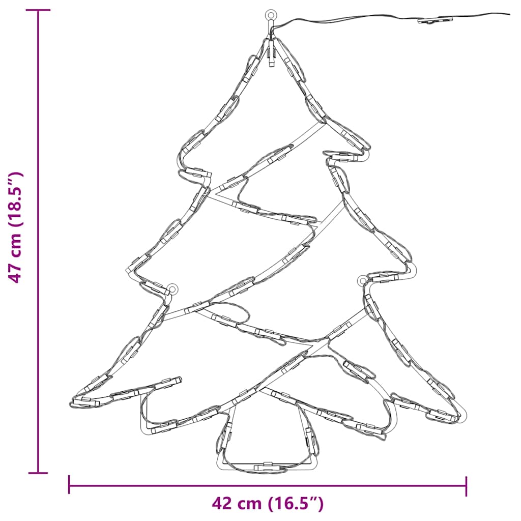 Julelys Juletre Silhuett 2 Stk 50 Led Varm Hvit