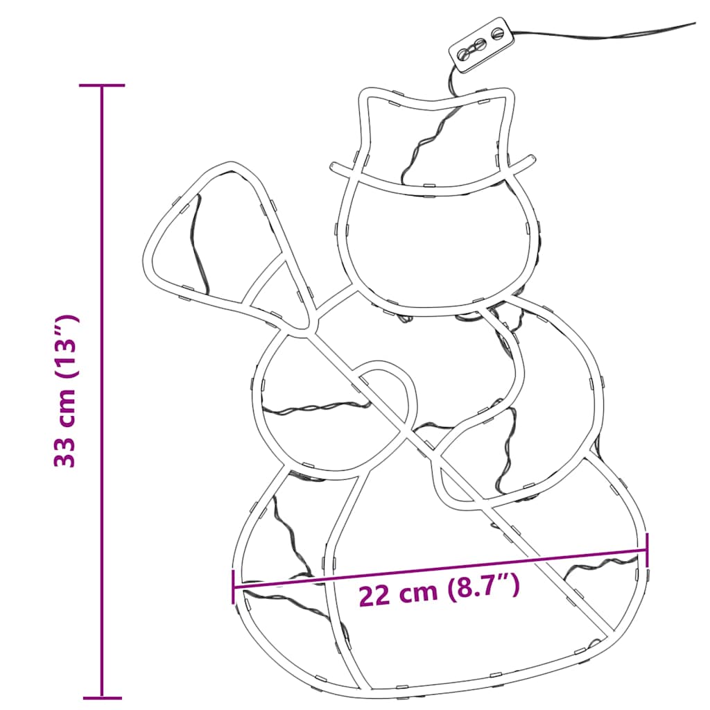 Julelys Snømann Silhuett 2 Stk 35 Leds Varm Hvit