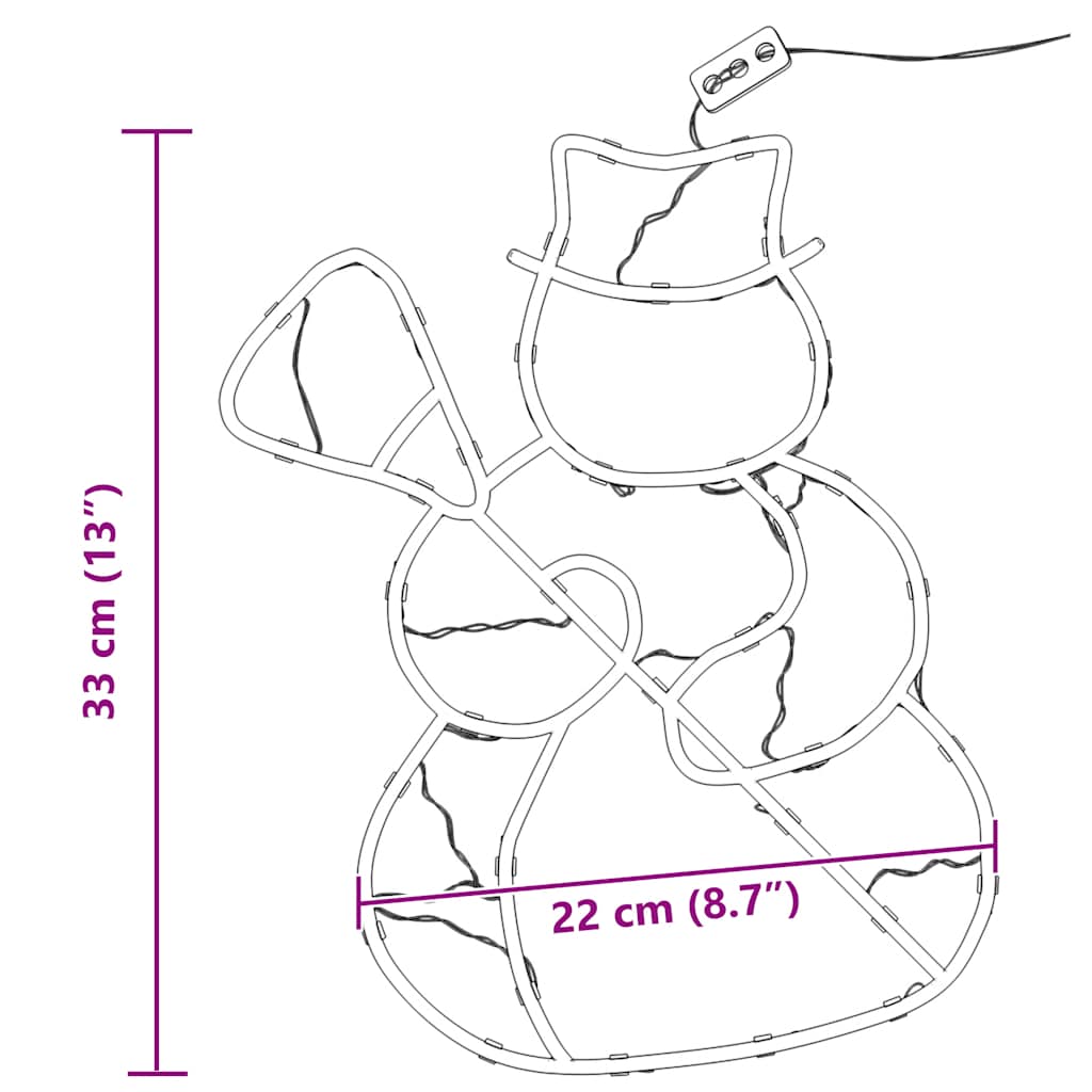 Julelys Snømann Silhuett 2 Stk 35 Leds Varm Hvit