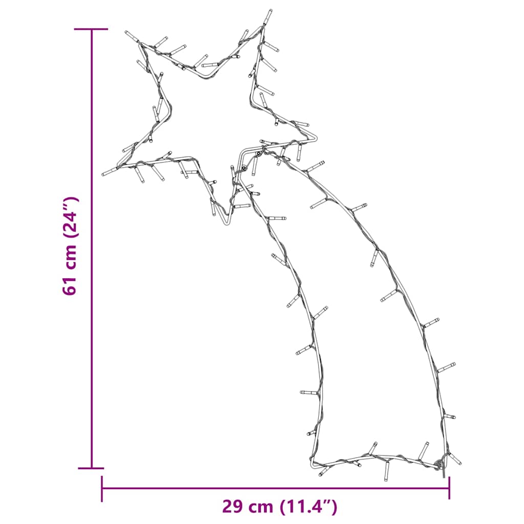 Julelys Stjerneskudd Silhuett 80 Leds Varm Hvit