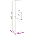 Hengende Baderomsskap Gammelt Tre 30X30X130 Cm Konstruert Tre