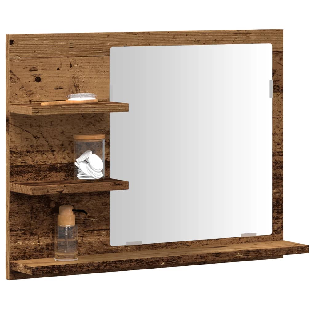 Baderomshylle Med Speil Gammelt Tre 60X10,5X45 Cm