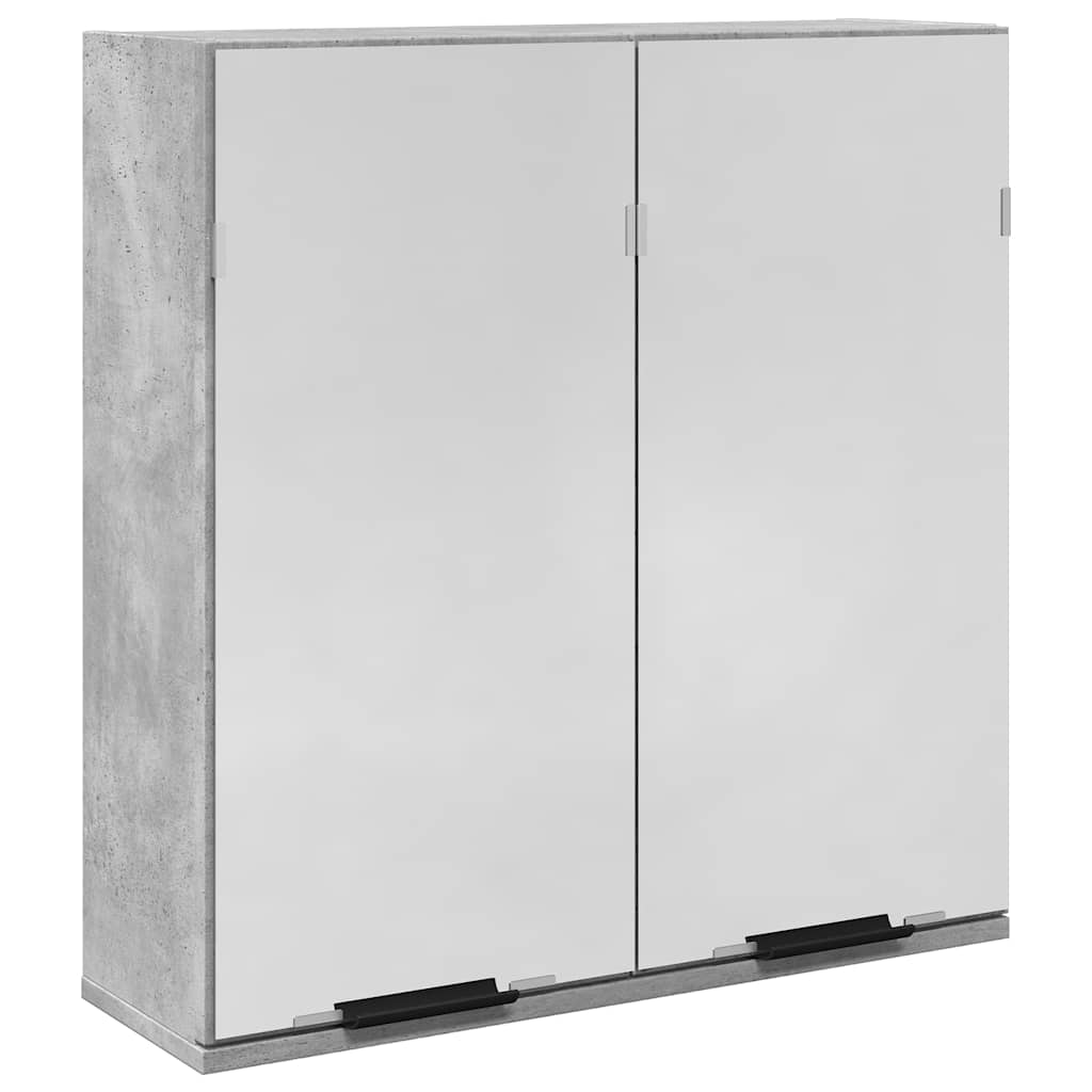 Baderomshylle Med Speil Betonggrå 64X20X66,5 Cm Konstruert Tre