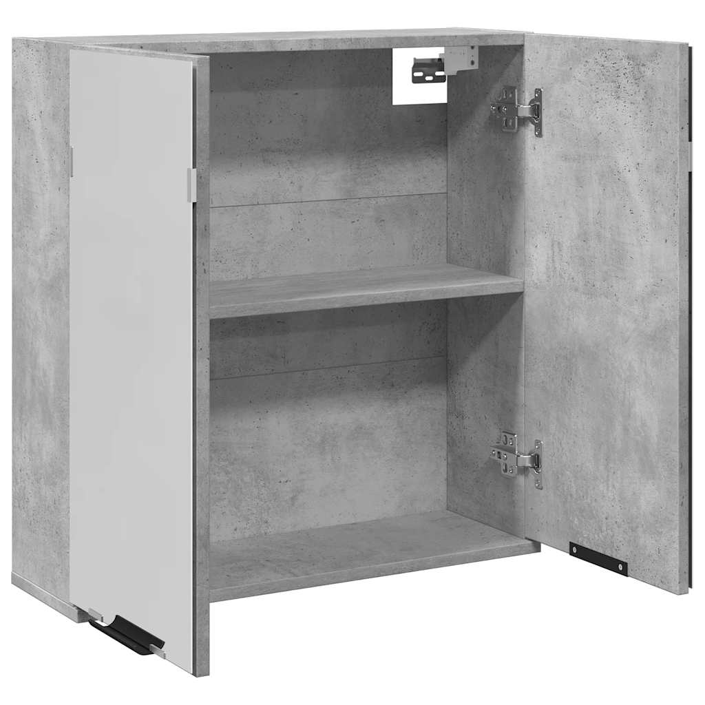 Baderomshylle Med Speil Betonggrå 64X20X66,5 Cm Konstruert Tre