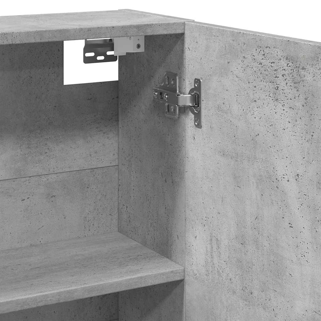 Baderomshylle Med Speil Betonggrå 64X20X66,5 Cm Konstruert Tre