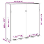 Baderomshylle Med Speil Betonggrå 64X20X66,5 Cm Konstruert Tre