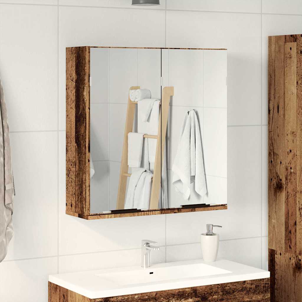 Baderomshylle Med Speil Gammelt Tre 64X20X66,5Cm Konstruert Tre