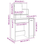 Sminkebord Med Speil Artisan Eik 86,5X35X136 Cm