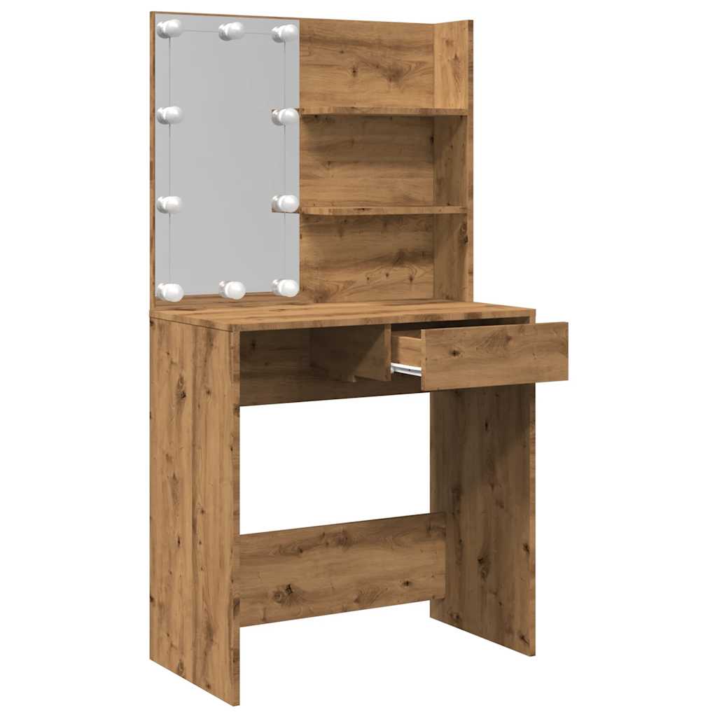 Sminkebord Med Led Artisan Eik 74,5X40X141 Cm