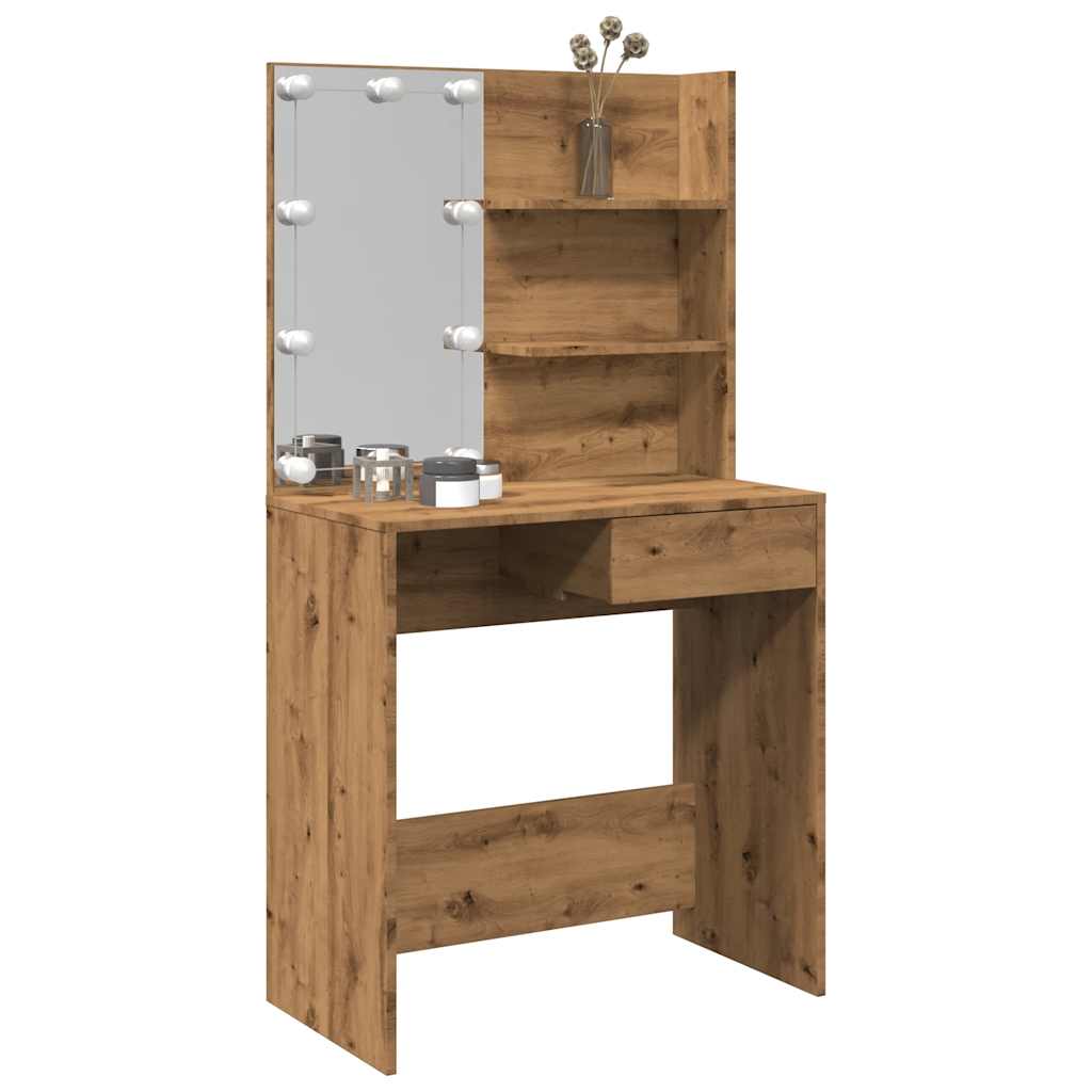 Sminkebord Med Led Artisan Eik 74,5X40X141 Cm