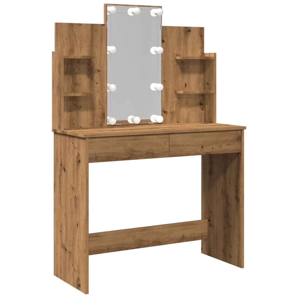Sminkebord Med Led Artisan Eik 96X40X142 Cm