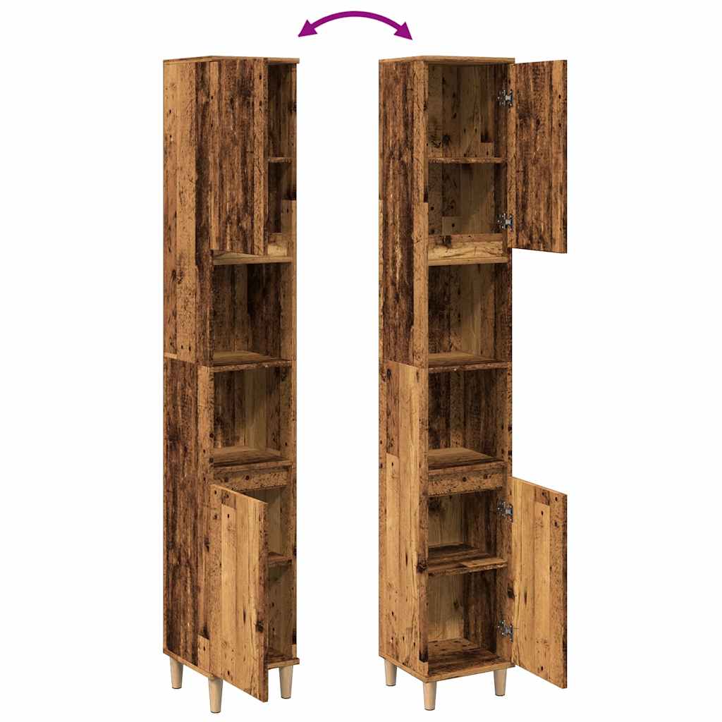Baderomsskap Gammelt Tre 30X30X190 Cm Konstruert Tre