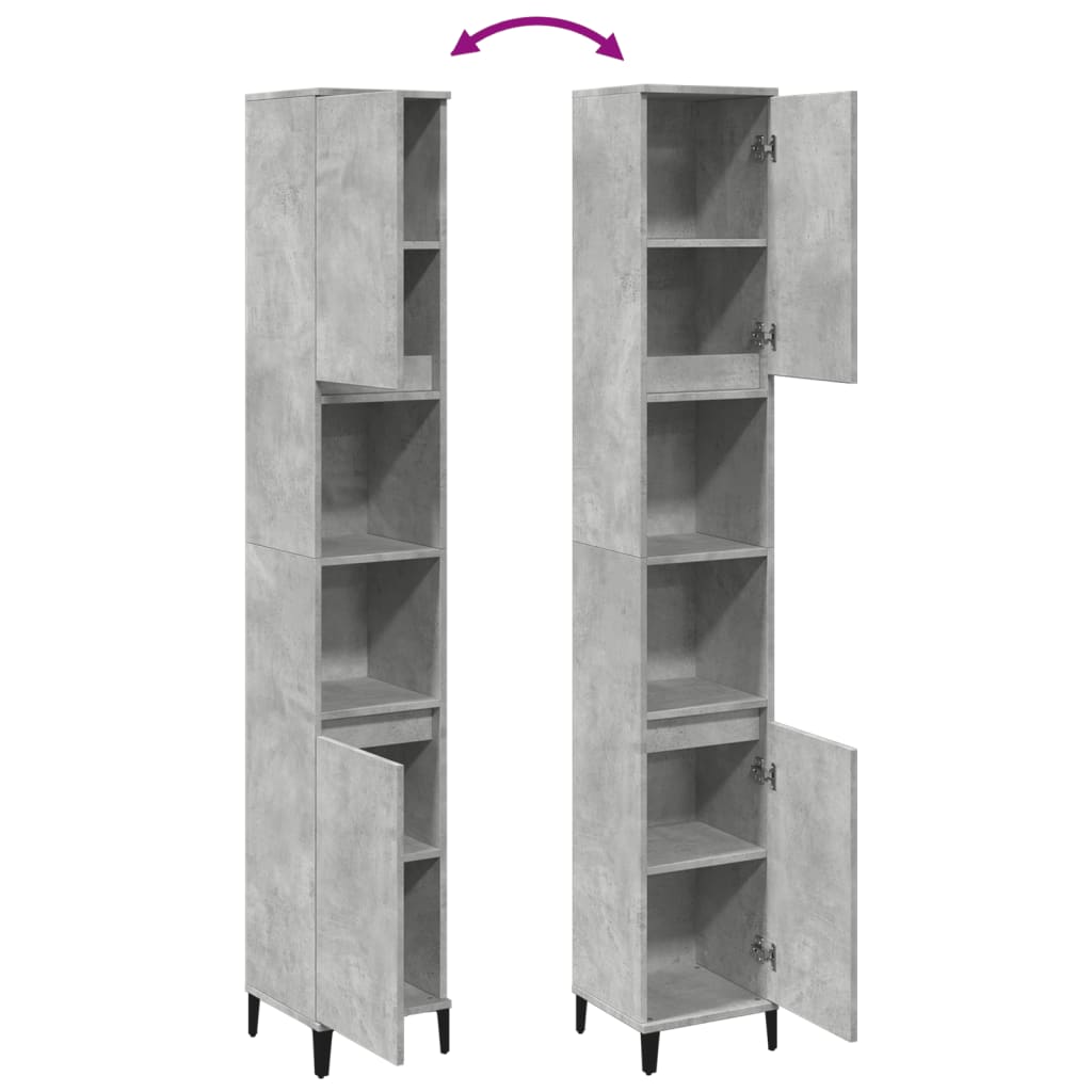 Baderomsskap Betonggrå 30X30X190 Cm Konstruert Tre