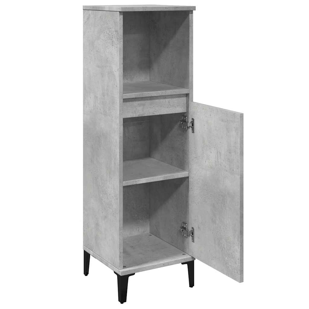 Baderomsskap Betonggrå 30X30X100 Cm Konstruert Tre