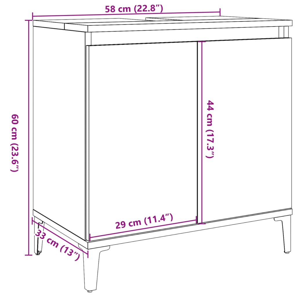 Servantskap Gammelt Tre 58X33X60 Cm Konstruert Tre