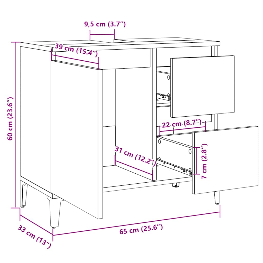 Servantskap Gammelt Tre 65X33X60 Cm Konstruert Tre