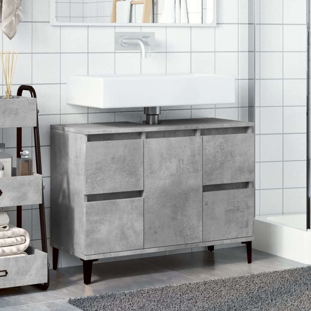 Servantskap Betonggrå 80X33X60 Cm Konstruert Tre