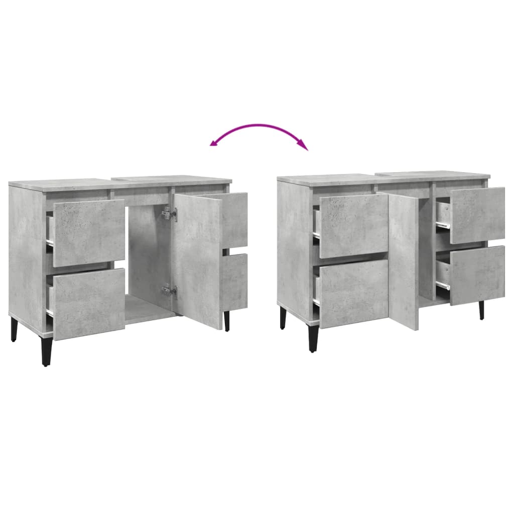 Servantskap Betonggrå 80X33X60 Cm Konstruert Tre