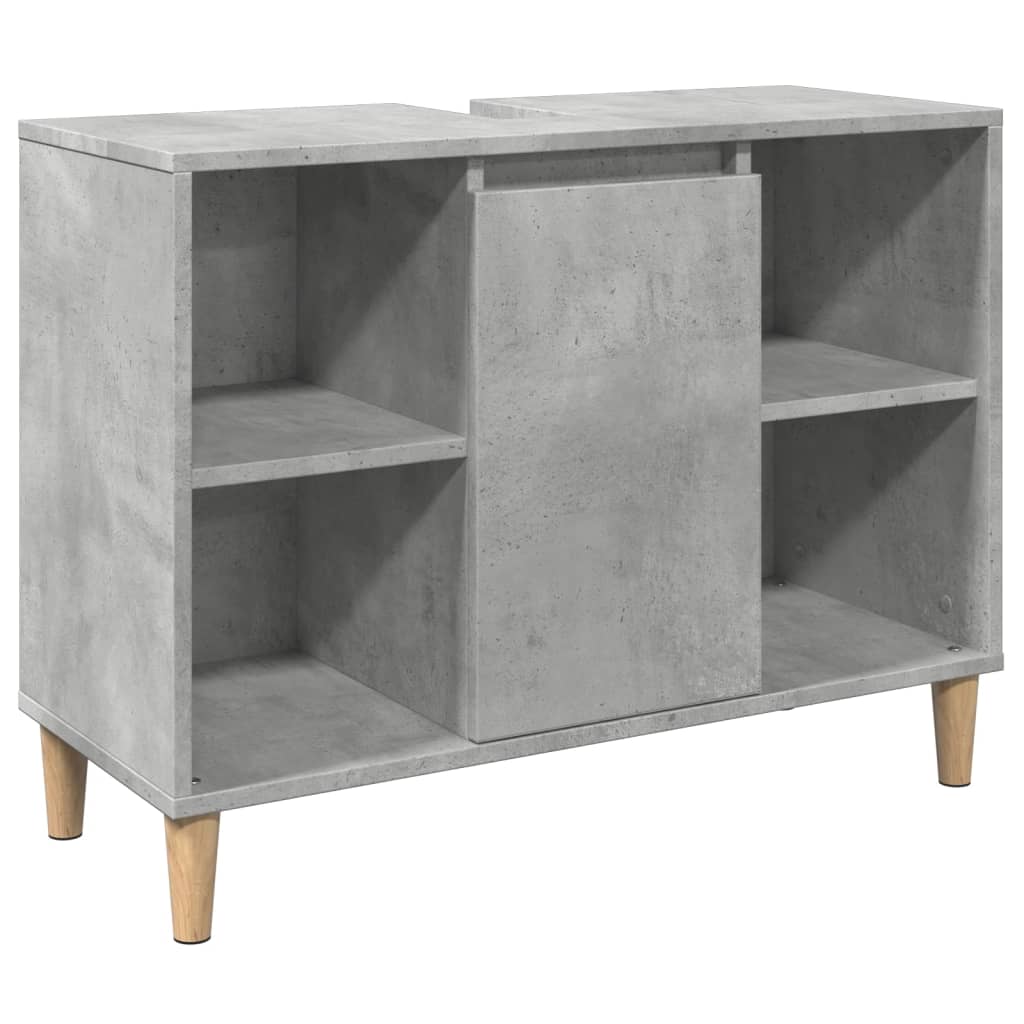 Baderomsskap Betonggrå 80X33X60 Cm Konstruert Tre