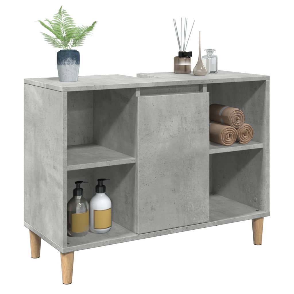 Baderomsskap Betonggrå 80X33X60 Cm Konstruert Tre