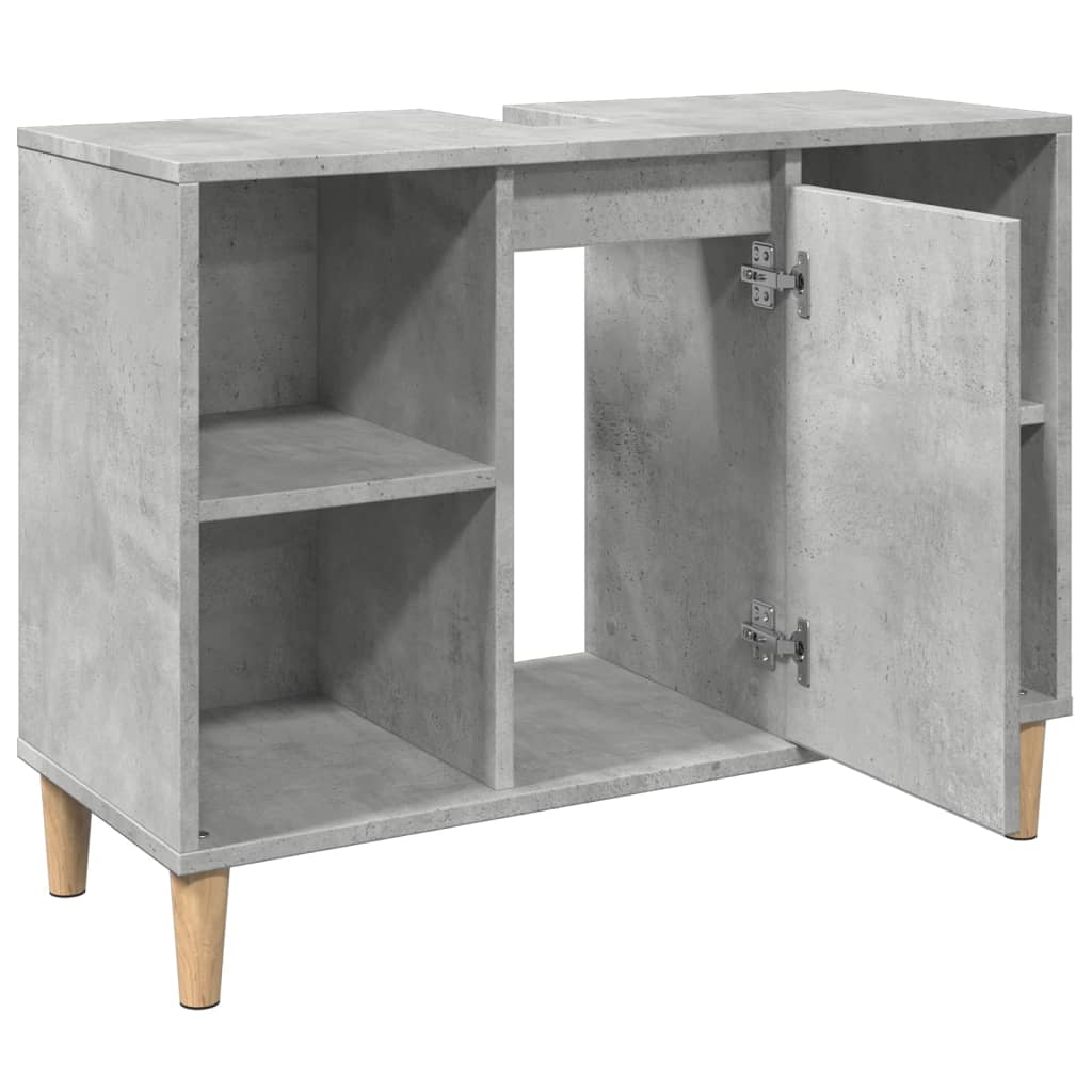 Baderomsskap Betonggrå 80X33X60 Cm Konstruert Tre