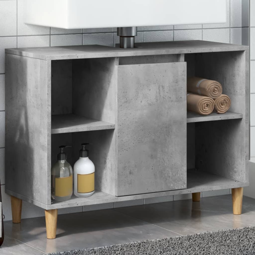Baderomsskap Betonggrå 80X33X60 Cm Konstruert Tre