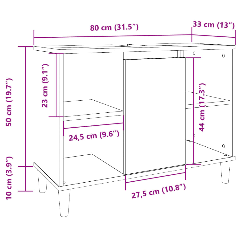 Baderomsskap Gammelt Tre 80X33X60 Cm Konstruert Tre
