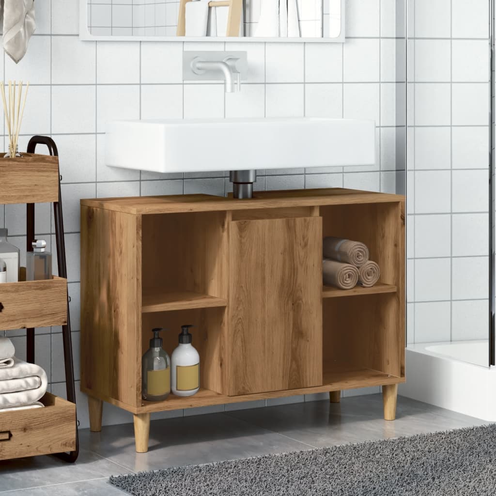 Baderomsskap Artisan Eik 80X33X60 Cm Konstruert Tre