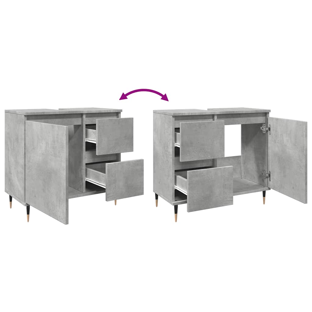 Baderomsskap Betonggrå 65X33X60 Cm Konstruert Tre