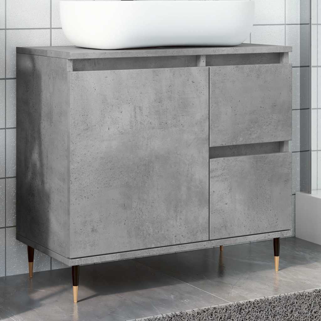 Baderomsskap Betonggrå 65X33X60 Cm Konstruert Tre