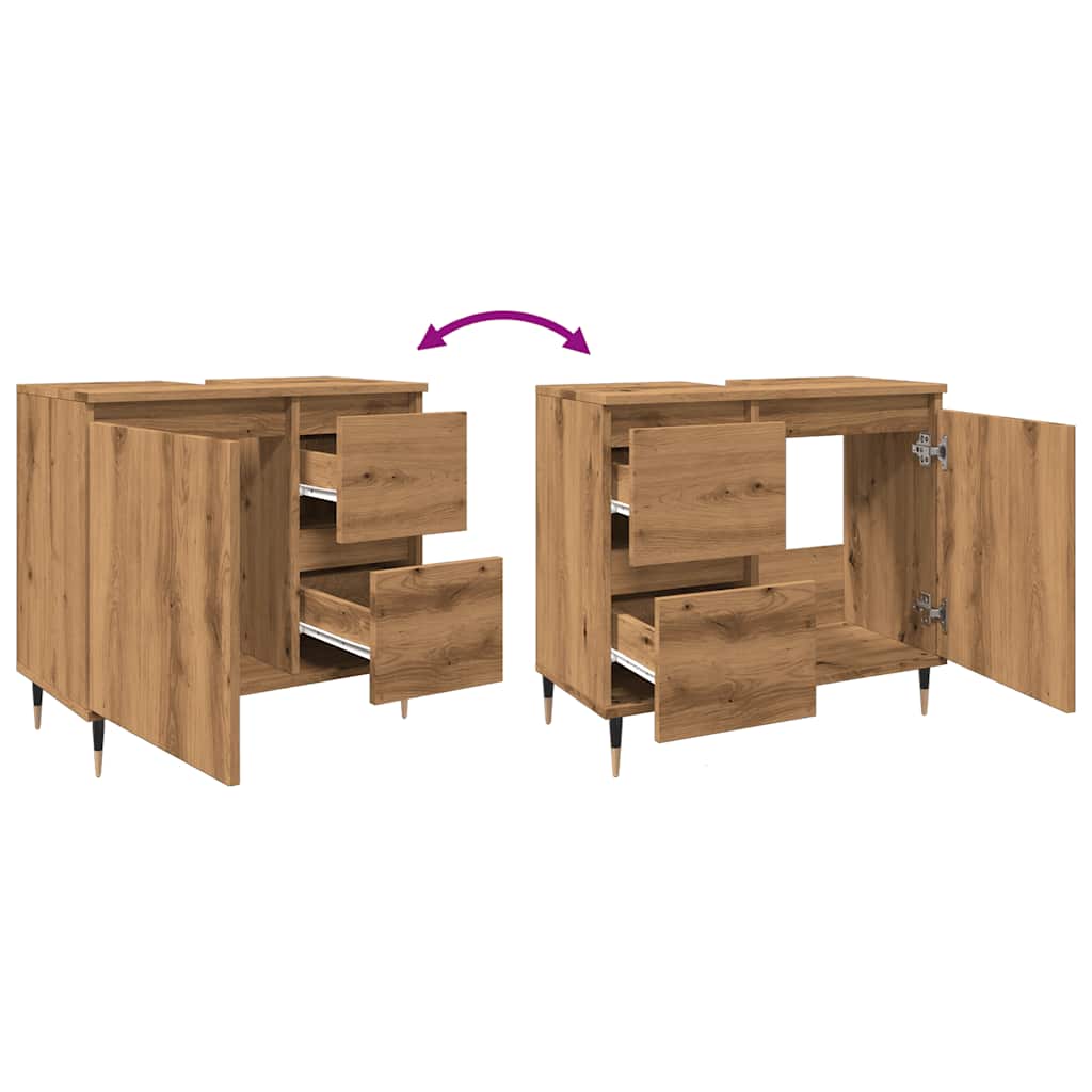 Baderomsskap Artisan Eik 65X33X60 Cm Konstruert Tre