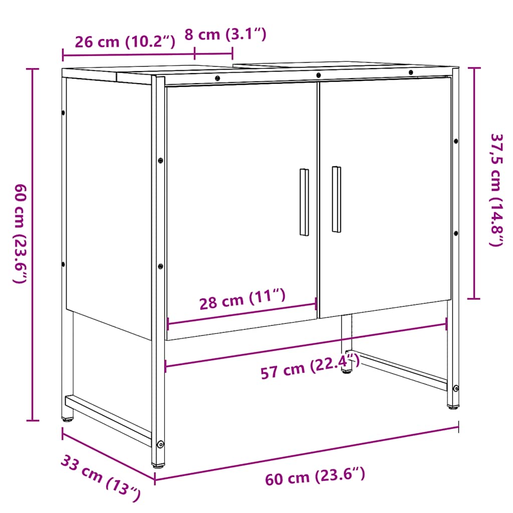 Servantskap Gammelt Tre 60X33X60 Cm Konstruert Tre