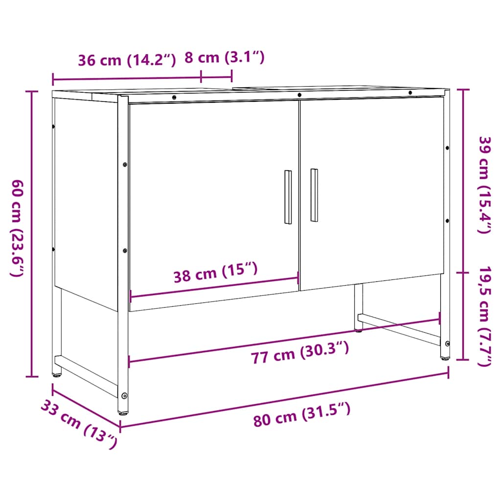 Baderomsvaskskap Gammelt Tre 80X33X60 Cm Konstruert Tre