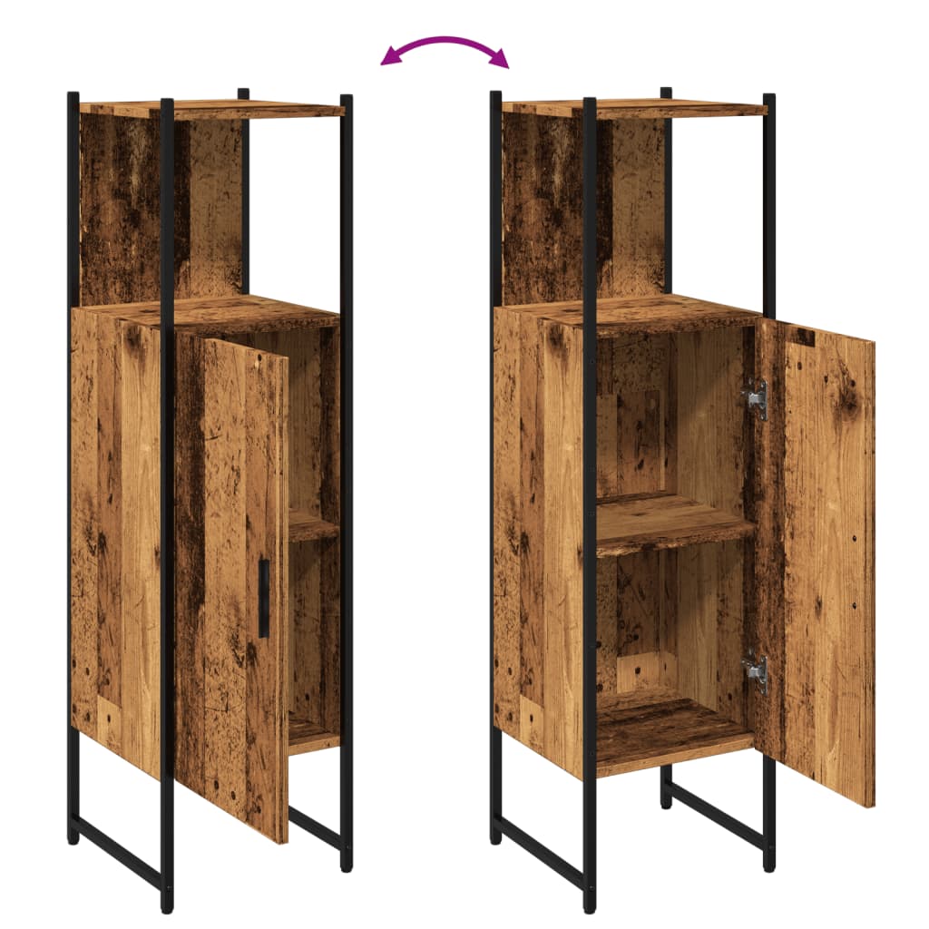 Baderomsskap Gammelt Tre 33X33X120,5 Cm Konstruert Tre