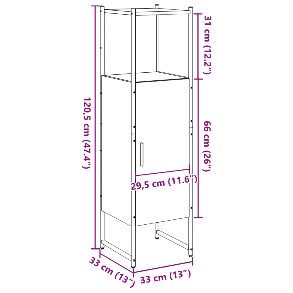 Baderomsskap Artisan Eik 33X33X120,5 Cm Konstruert Tre