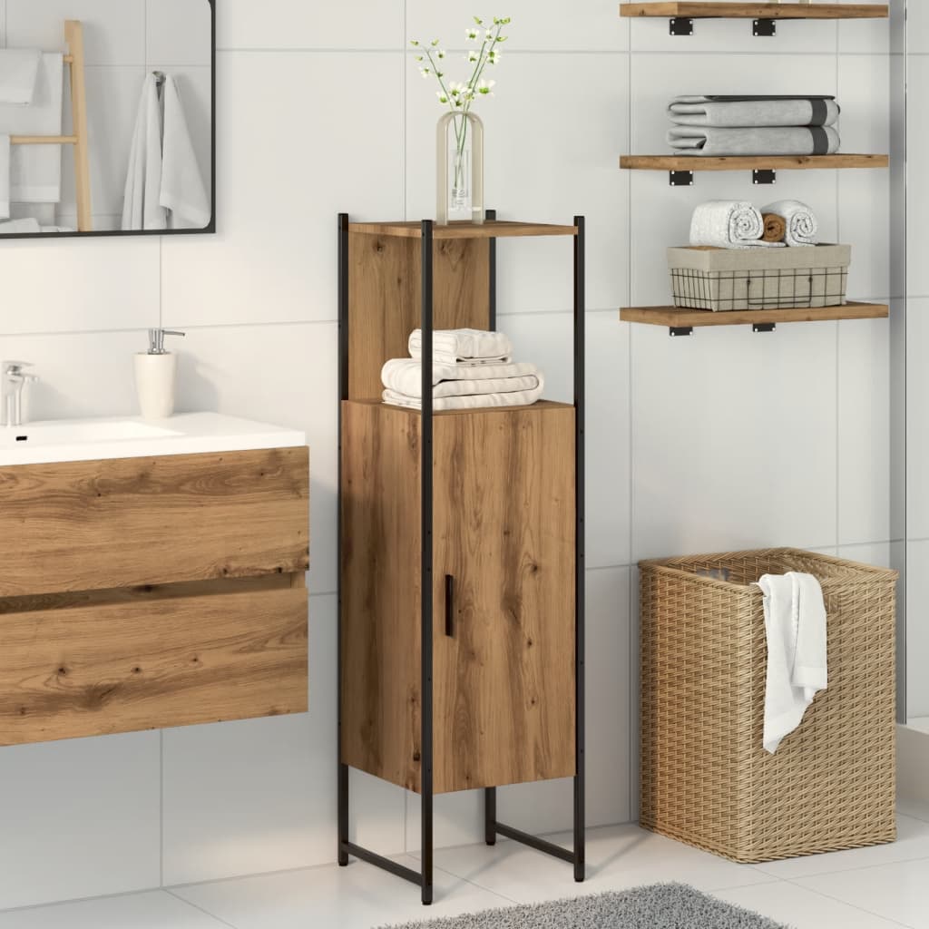 Baderomsskap Artisan Eik 33X33X120,5 Cm Konstruert Tre