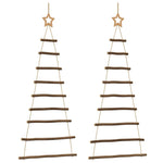 Hengende Juletrær Med Toppstjerner 2 Stk 55X120 Cm Naturlig Gren