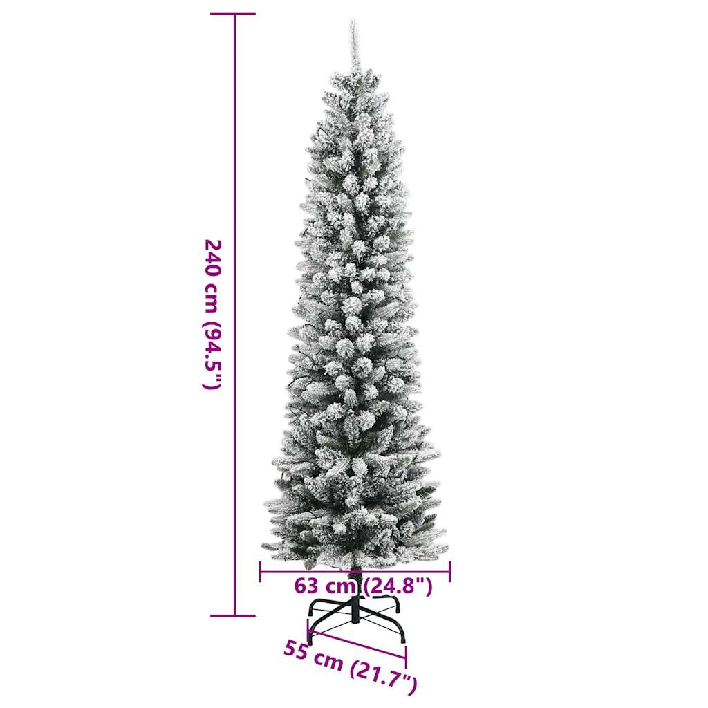 Kunstig Juletre Med 300 Led Flokket Snø Slankt 240 Cm