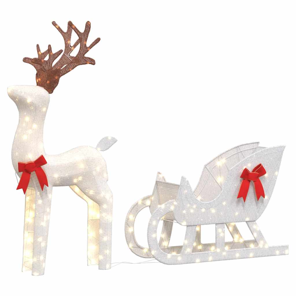Juledekorasjon Reinsdyr Og Slede 100 Led Kaldhvit