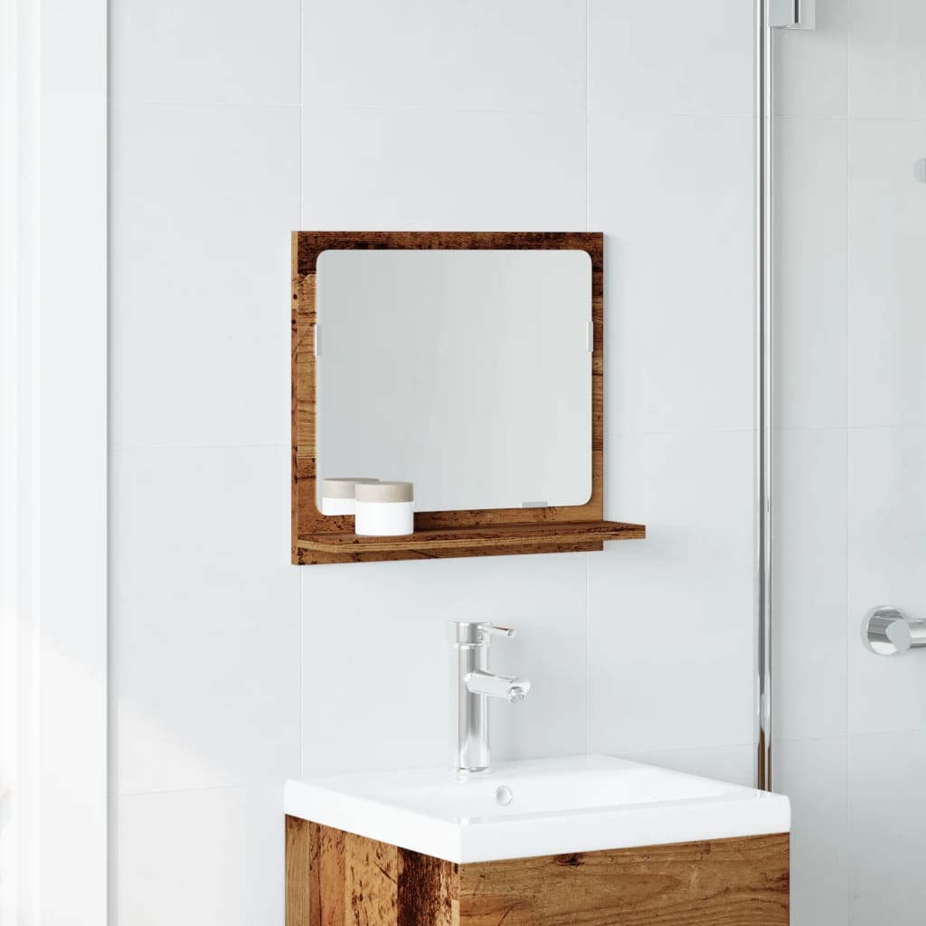 Baderomshylle Med Speil Gammelt Tre 40X11X37 Cm Konstruert Tre