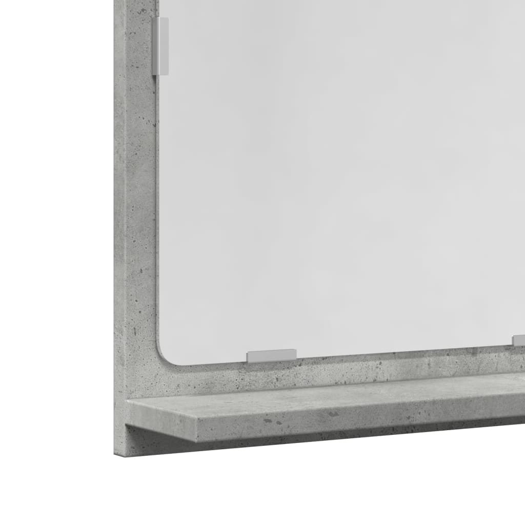 Baderomshylle Med Speil Betonggrå 60X11X37 Cm Konstruert Tre