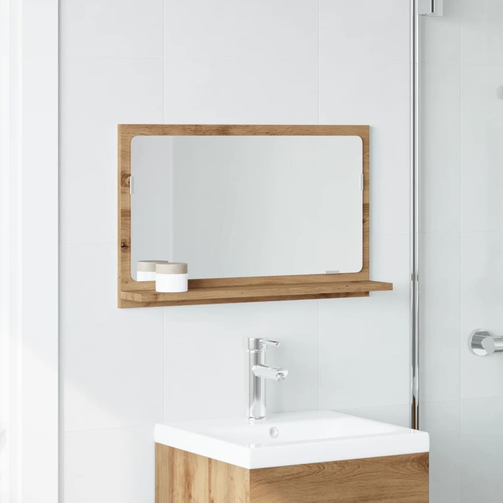 Baderomshylle Med Speil Artisan Eik 60X11X37 Cm Konstruert Tre