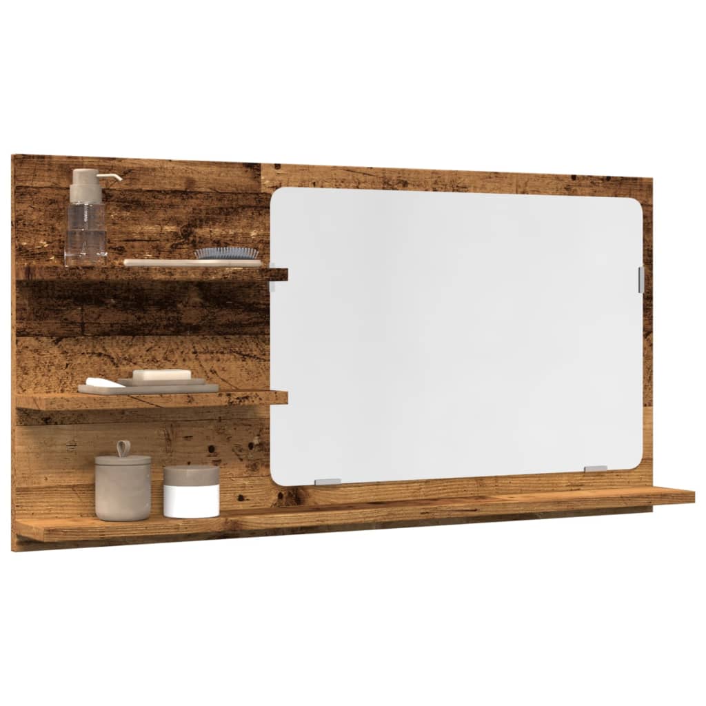 Baderomshylle Med Speil Gammelt Tre 90X11X45 Cm Konstruert Tre