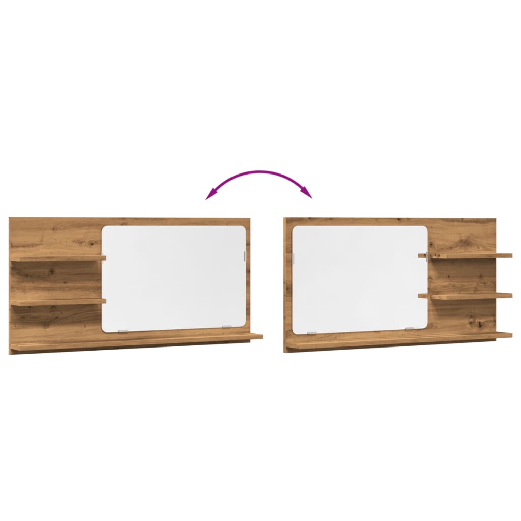 Baderomshylle Med Speil Artisan Eik 90X11X45 Cm Konstruert Tre